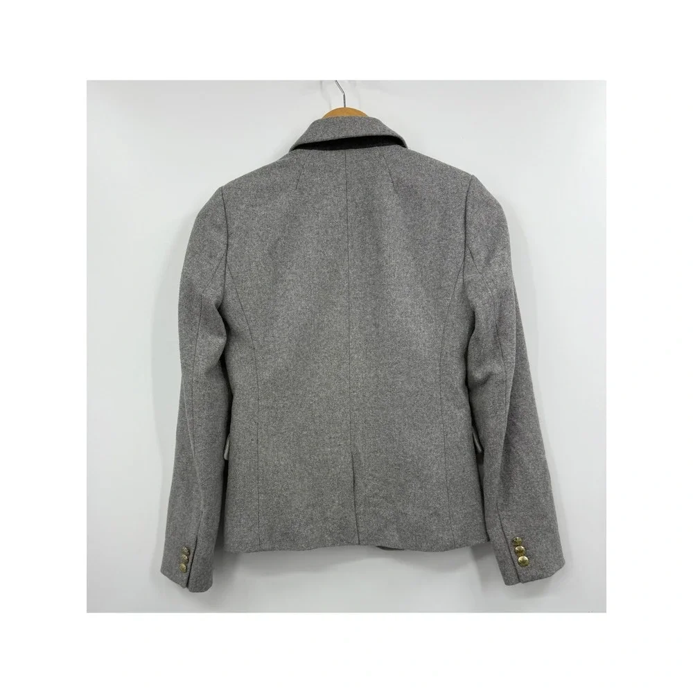 J. Crew ‎ Womens Gray Wool Blend Blazer Size 0 Gold Button Lined